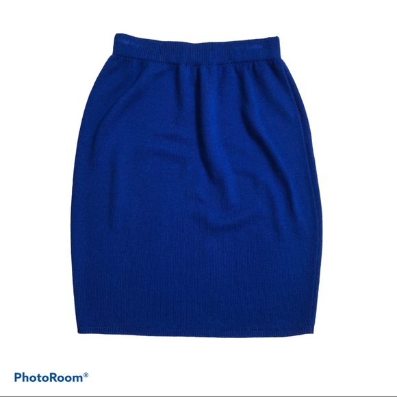 St John Pencil Skirt Royal Blue Santana Knit Marie Gray Dog Show Y2K Flaws 2